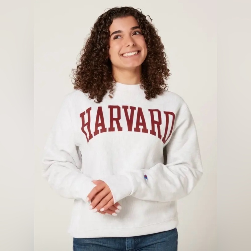 Harvard University Unisex White with Arched Red Logo Sweatshirt Sz Large